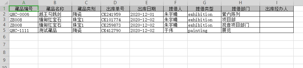 19.1藏品事务明细报表 - 图7